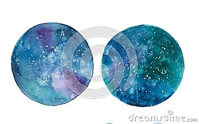 Galaxy watercolor circles Stock Photo