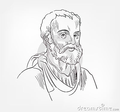 Galen of Pergamon, Claudius Galenus famous Greek physician medical scientist vector sketch illustration Vector Illustration