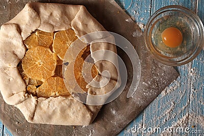 Galette dough with walnuts and orange Stock Photo