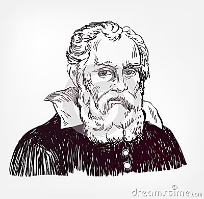 Galileo Galilei vector sketch portrait isolated Editorial Stock Photo