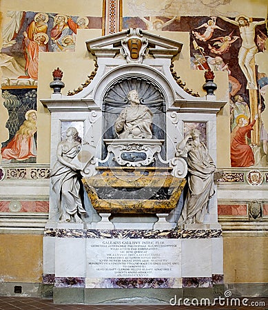 Galileo Galileis Tomb at Basilica of Santa Croce. Editorial Stock Photo