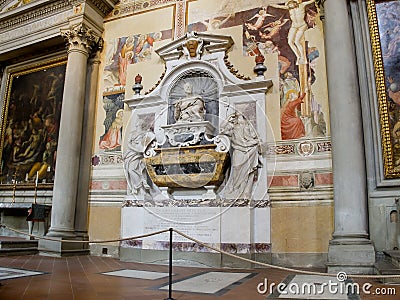 Galileo Galileis Tomb at Basilica of Santa Croce. Editorial Stock Photo