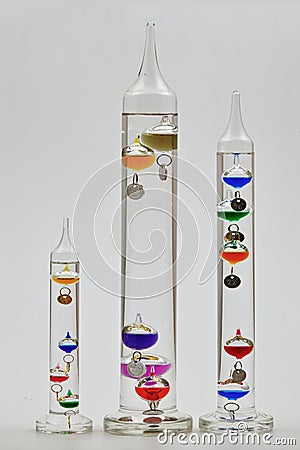 Galileo thermometers, temperature measurement Stock Photo