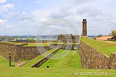 Galle Fort`s Anthonis Clock Tower - Sri Lanka UNESCO World Heritage Stock Photo