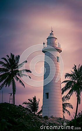 Galle Lighthouse evening sunset Stock Photo