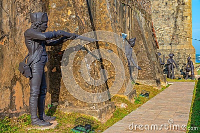 Galle, Sri Lanka, January 20, 2022: Statues of colonial soldiers Editorial Stock Photo