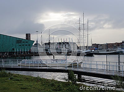 Galleon near Nemo Museum in Amsterdam Editorial Stock Photo