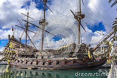 Galleon Neptun in Genoa port Editorial Stock Photo