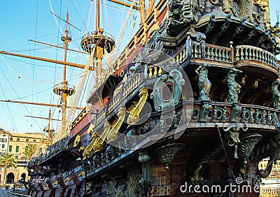 Galleon resting after so many battles Stock Photo