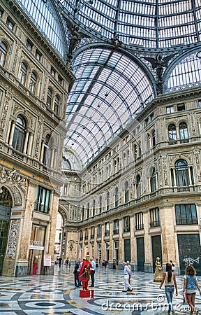 Galleria Umberto and street artists, Naples, Italy Editorial Stock Photo