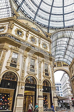 Galleria Vittorio Emanuele shopping Center in Milan, Italy Editorial Stock Photo