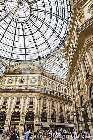 Galleria Vittorio Emanuele shopping Center in Milan, Italy Editorial Stock Photo