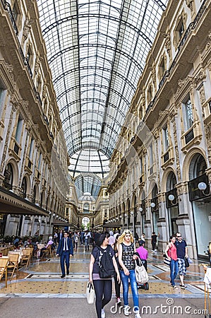 Galleria Vittorio Emanuele shopping Center in Milan, Italy Editorial Stock Photo