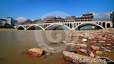 Gallery bridge under the sun Stock Photo