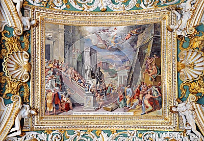 Gallery Ceiling Portion in Vatican Museums Editorial Stock Photo