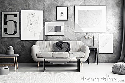 Gallery in cozy living room Stock Photo