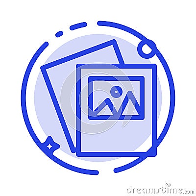 Gallery, Image, Photo Blue Dotted Line Line Icon Vector Illustration