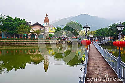 The gallery road on the lake Stock Photo