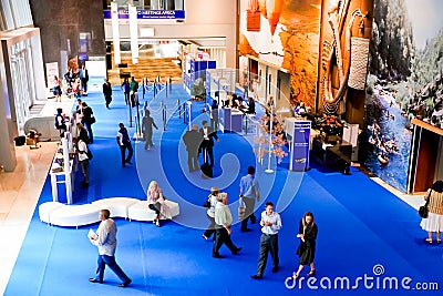 Gallery view of Interior of Sandton Convention Centre at registration area Editorial Stock Photo