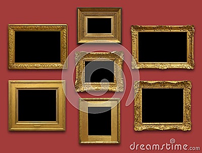 Gallery Wall Gold Frames Stock Photo