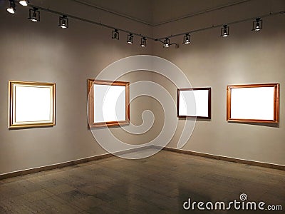 Gallery walls with blank frames Stock Photo