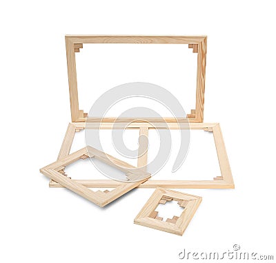 Gallery wrap stretcher bar frames with low riser isolated on white with clipping path Stock Photo