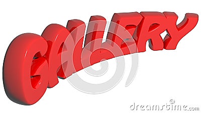 Gallery written with red 3D words Stock Photo