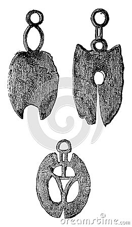 Gallic razors, vintage engraving Vector Illustration