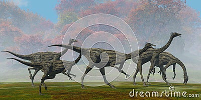 Gallimimus Dinosaur Fall Day Stock Photo