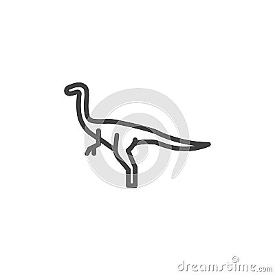 Gallimimus dinosaur line icon Cartoon Illustration