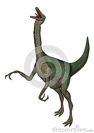 Gallimimus dinosaur roaring - 3D render Stock Photo