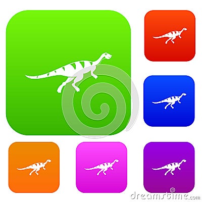 Gallimimus dinosaur set color collection Vector Illustration