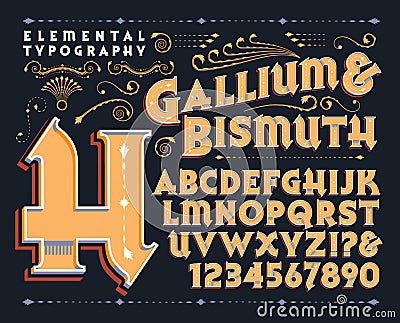 Gallium & Bismuth Custom Typeface Vector Illustration