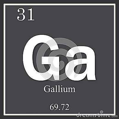 Gallium chemical element, dark square symbol Stock Photo