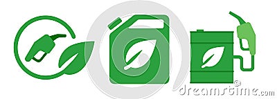 Gallon drum green eco leaf concept icon of environmental friendly fuel container Vector Illustration