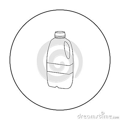 Gallon plastic milk bottle icon in outline style isolated on white background. Milk product and sweet symbol stock Vector Illustration