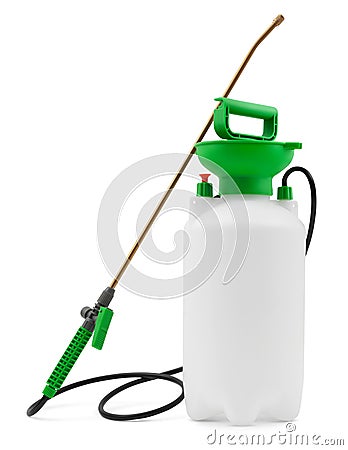 Gallon portable garden pump pressure sprayer, pressurized lawn and garden water spray bottle for spraying plants. Gardening work Stock Photo