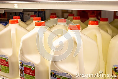 Gallons of Milk at Whole Foods Editorial Stock Photo