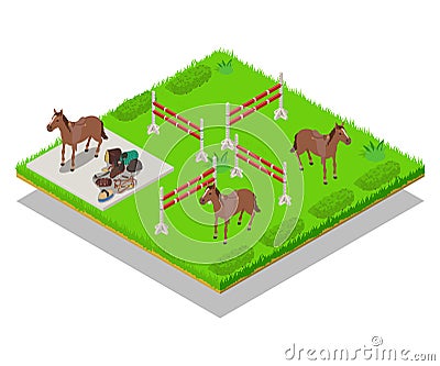 Gallop concept banner, isometric style Vector Illustration