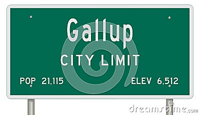 Gallup road sign showing population and elevation Stock Photo