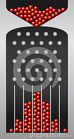 Galton board showing normal distribution Vector Illustration