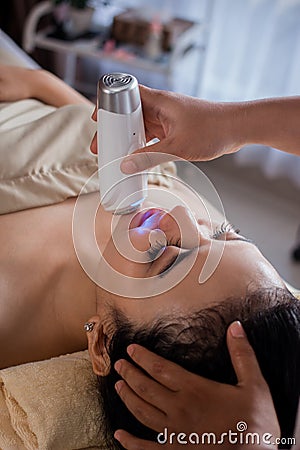Galvanic treatment at spa salon Stock Photo