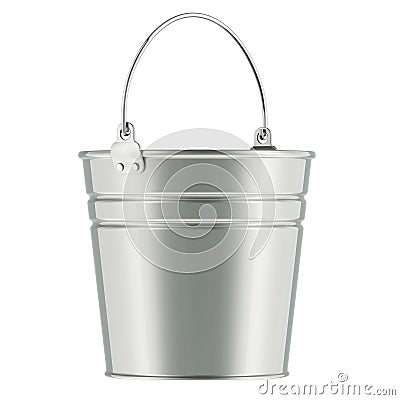 Galvanized bucket, galvanized steel pail with handle. 3D rendering Stock Photo
