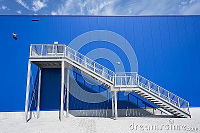 Galvanized Industrial Stairs Fire Escape Stock Photo