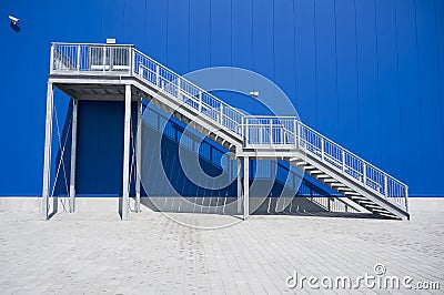 Galvanized Industrial Stairs Fire Escape Stock Photo