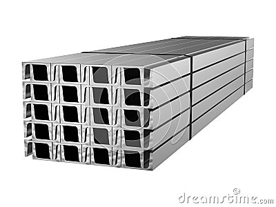 Galvanized steel channel. Metal products. 3d illustration Stock Photo