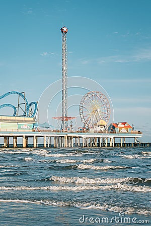 The Galveston Island Historic Pleasure Pier, in Galveston, Texas Editorial Stock Photo