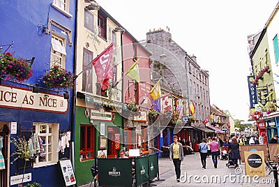 One cute street in Galway Editorial Stock Photo