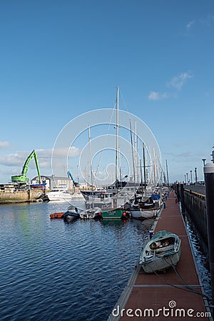 Galway port harbour. Small ships, Editorial Stock Photo