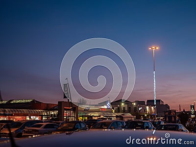Galway / Ireland January/07/2018 Galway shopping center at dusk Editorial Stock Photo